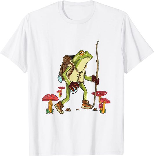 Discover Cottagecore Hiking Frog Mushroom Aesthetic Vintage T-Shirt