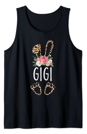 Discover Bunny With Ears Tank Top Floral Leopard Gigi Bunny Gift Happy Easter Mother's Day