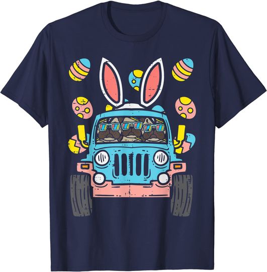 Discover Bunny With Ears T-Shirt Pugs Monster Truck Bunny Ears Eggs Easter Egg Hunt Boys Kids