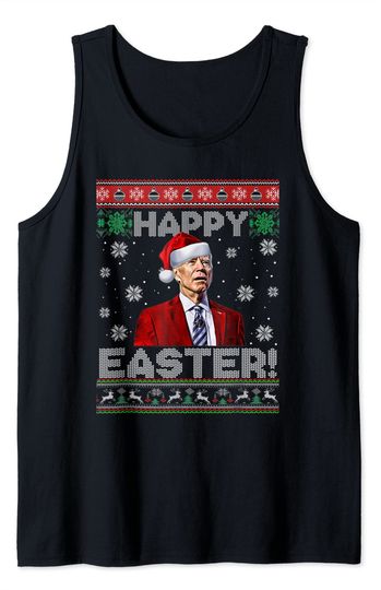 Discover Xmas Funny Joe Biden Happy Easter Ugly Christmas Tank Top