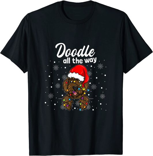 Discover Doodle All The Way Labradoodle Santa Claus Hat Christmas T-Shirt