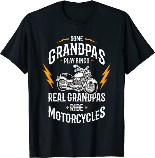 Discover Mens Some Grandpas Play Bingo Real Grandpas Ride Motorcycles T-Shirt