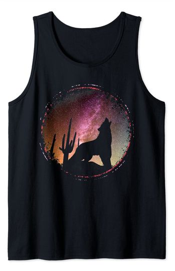 Discover Howling Wolf Silhouette Galaxy Cool Night Sky Stars Gift Tank Top