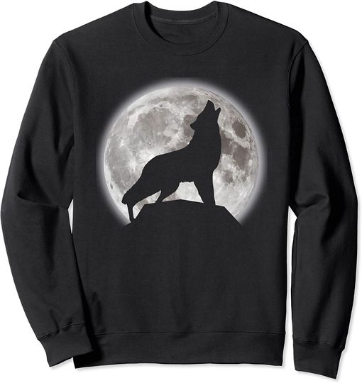 Discover Wolf Howling at the Moon Sweatshirt for Wolf Lovers