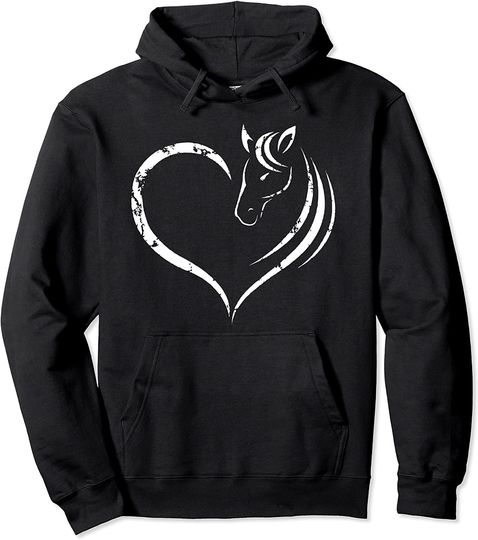Discover Horse Head Inside Heart Women Ladies Girls Teens Kids Gift Pullover Hoodie