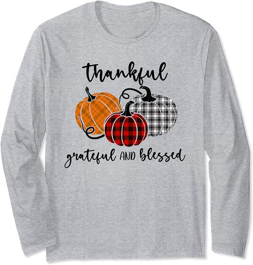 Discover Thankful Grateful Blessed Plaid Shirt Thanksgiving Men Women Long Sleeve
