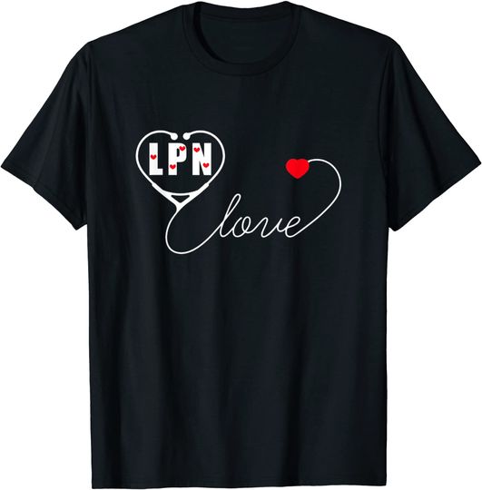 Discover LPN Licensed Practical Nurse Stethoscope Valentines Day T-Shirt