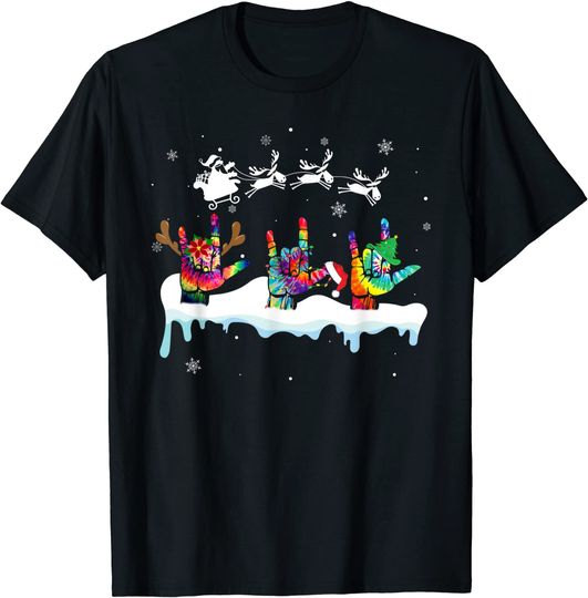 Discover I Love You Hand Sign Language Tie Dye ASL Hippie Christmas T-Shirt