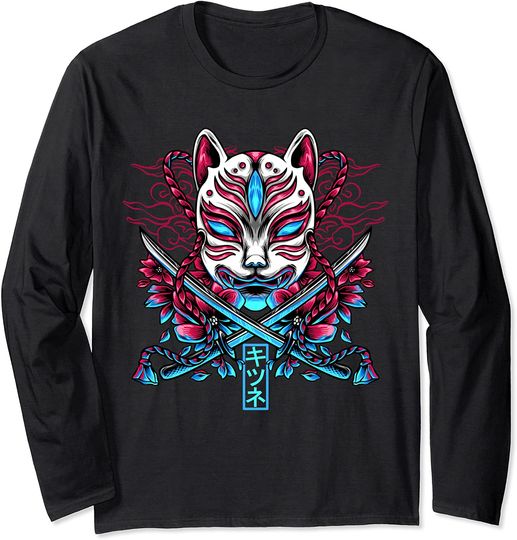 Discover Kitsune Art Long Sleeve Japanese Anime Mask Kitsune Style Samurai Oni Monster