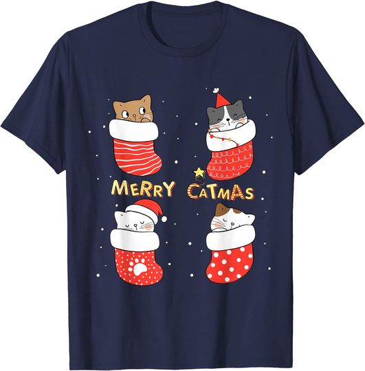 Discover Merry Catmas Xmas Novelty T-Shirt