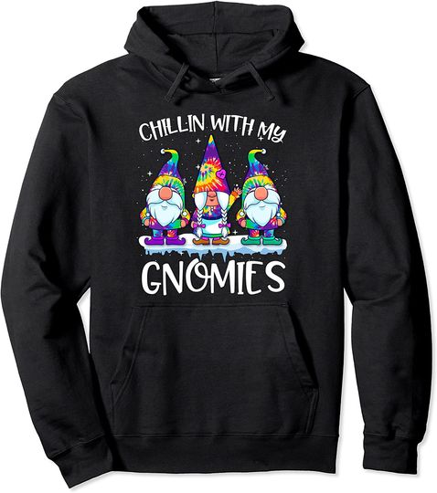 Discover Peace Christmas Gnome Hippie Chillin With My Gnomies Tie Dye Pullover Hoodie