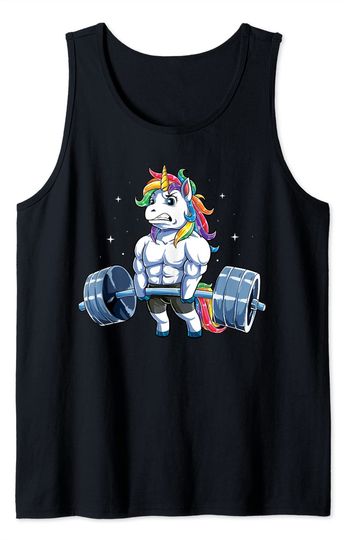 Discover Unicorn Weightlifting Women Tee Deadlift Fitness Gym Workout Tank Top