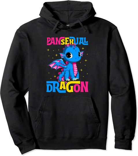 Discover Kawaii Dragon Hoodie Pansexual Dragon LGBTQ Pan Pride Flag