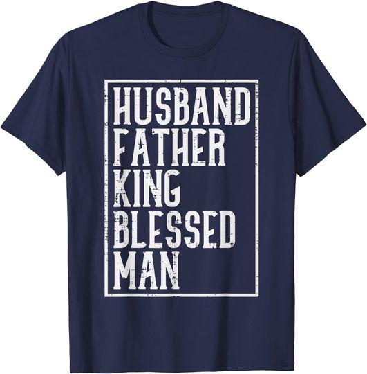 Discover Husband Father King Shirt Blessed Man Black Pride Dad Gift T-Shirt