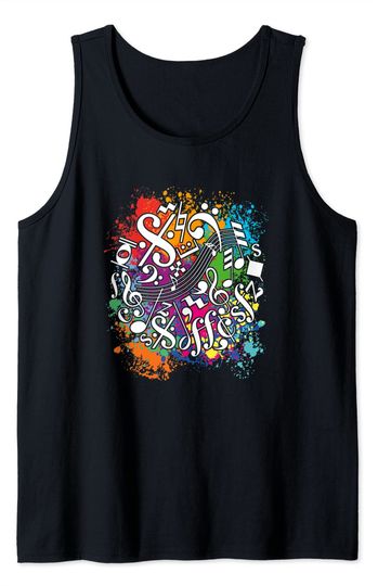 Discover Music notes music symbols on colorful color blobs Tank Top