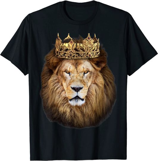 Discover Lion Head Golden Crown Art Canvas King T shirt
