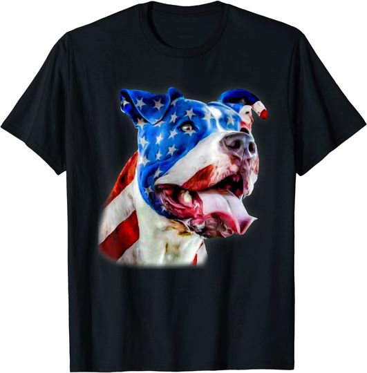 Discover Pitbull Logo T-Shirt American Pit Bull Terrier USA Flag Patriotic Dog Gift