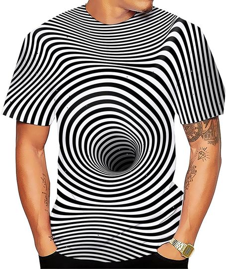 Discover Men's T-Shirt Optical Illusion Summer Short Sleeve