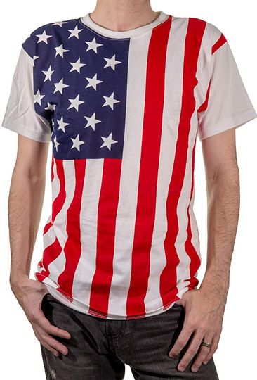 Discover Men's USA Patriotic American Flag T-Shirt