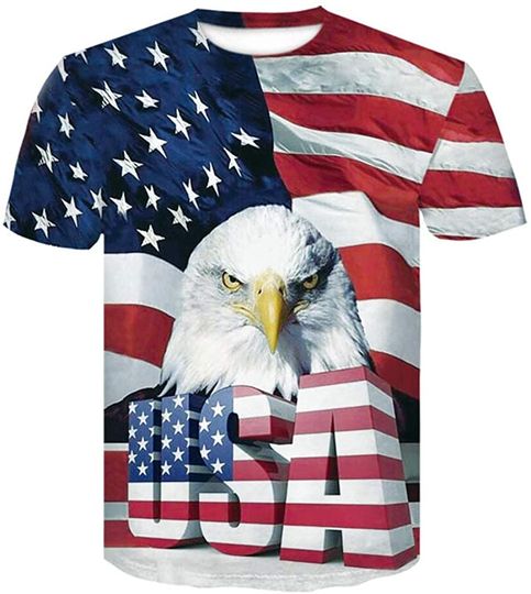 Discover Men's American Flag 3D Print with The Eagle T-Shirt