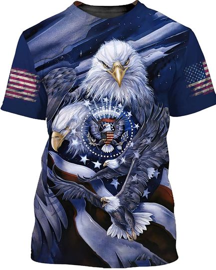 Discover Bald Eagles with The United States Seal in American Flag T Shirt
