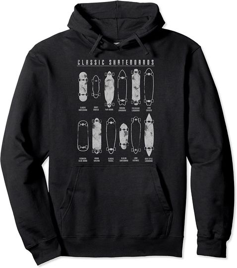 Discover Classic Skateboards Lineup Sketch Pullover Hoodie