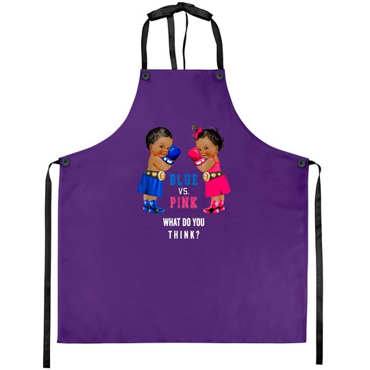 Discover Ethnic Blue vs Pink Boxing Babies Gender Reveal Aprons