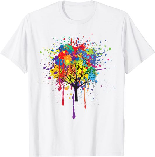 Discover Splatter T-Shirt Paint Drip Tree Paint Splash Art Tee by Zany Brainy