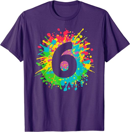 Discover Splatter T-Shirt 6th Birthday For Girls Boys 6Tth Paint Splashes