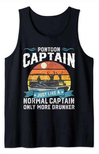 Discover Pontoon Captain Tank Top Funny Pontoon Captain Boat Lake Boating Beer Gift For Dad