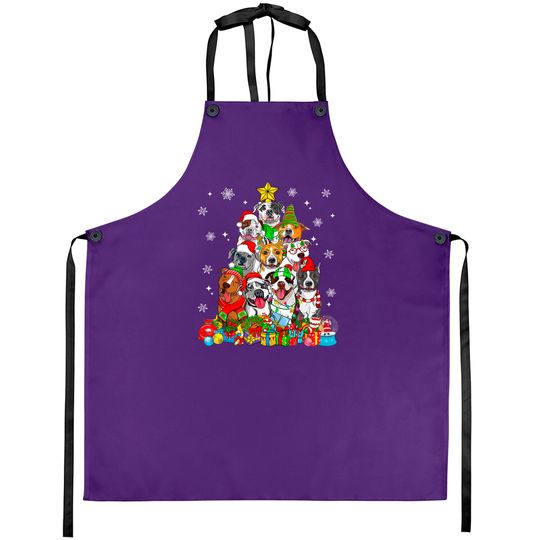 Discover Christmas Tree Lights Pitbull Dog Lover Xmas Pajama Aprons