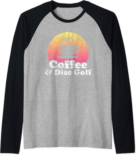 Discover Coffee and Disc Golf Raglan Baseball Tee