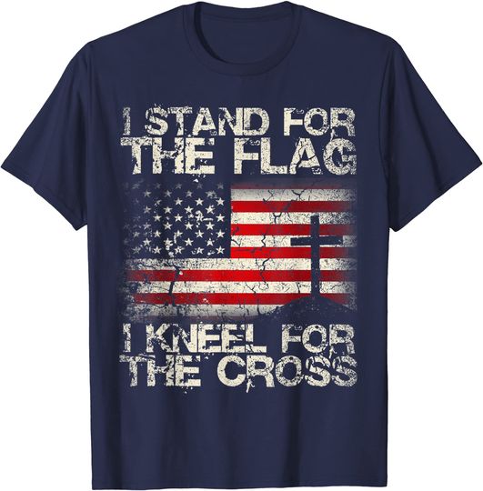 Discover Patriot I Stand for The Flag I Kneel for The Cross Military T-Shirt