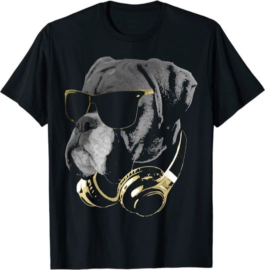 Discover Boxer Dog WIth Sunglasses And Headphones T-Shirt