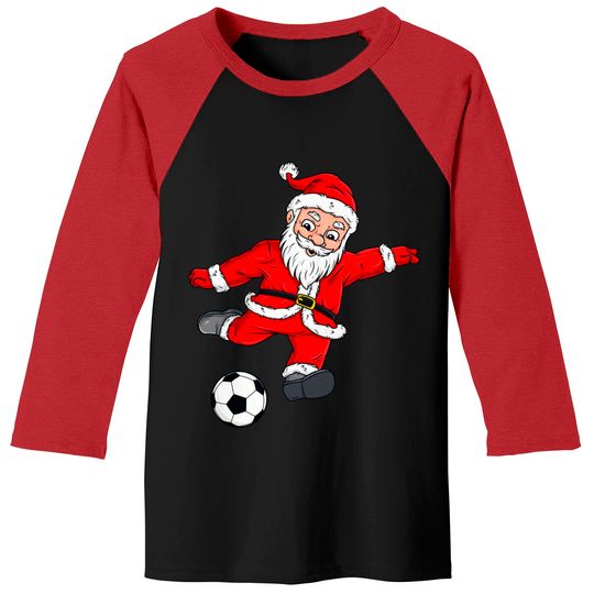 Discover Christmas Santa Claus Soccer Ball Xmas Baseball Tee