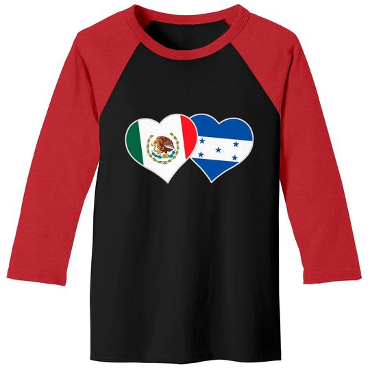 Discover Mexican Honduran Heart Love Mexico Honduras Flag Baseball Tee