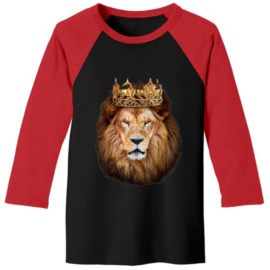 Discover Lion Head Golden Crown Art Canvas King Baseball Tee