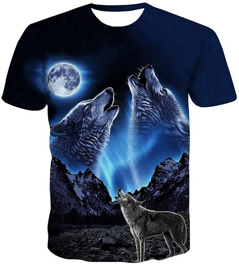 Discover QCIV Wolf Shirts for Men Women 3D Print Wolves Animal Unisex Short Sleeve Tee