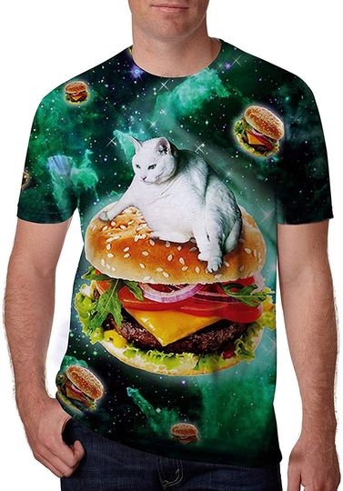 Discover Unisex 3D Print Funny Cute Animal Graphic Shirt Colorful Galaxy Natural Scene T-Shirt Casual Fashion Tees