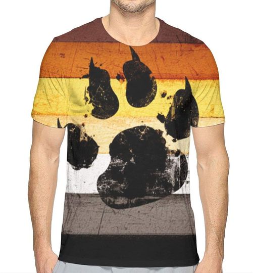 Discover Flying XIE Men's Gay Flag Bear Paw Classic 3D Creative Print T-Shirt Short Sleeve Tees