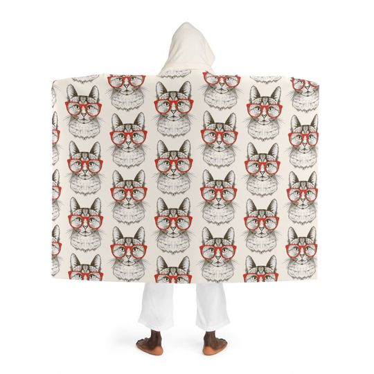 Discover Cats in glasses Hooded Sherpa Fleece Blanket