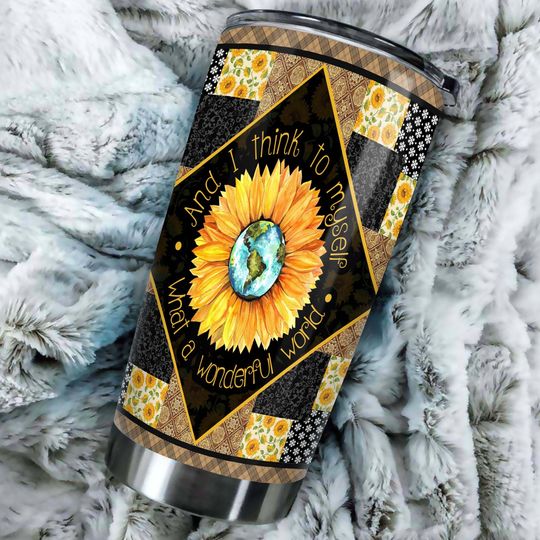 Discover What A Wonderful World Sunflower Stainless Steel Ringneck Tumbler 20oz