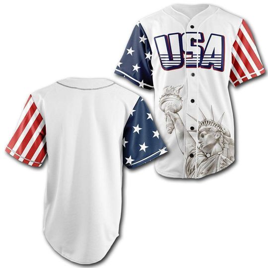 Discover Custom White USA Baseball Jersey