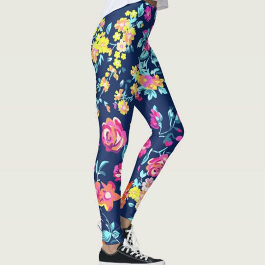 Discover Ladies Leggings, Flower Leggings, Rainbow Flower Leggings
