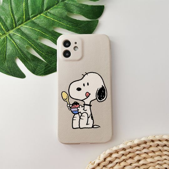 Discover Cute Cartoon Snoopy Couple Leather Phone Case Cover For iPhone 13/12/11 Pro Max, Xs, 7, 8