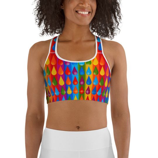 Discover Rainbow Teardrops Sports Bra, LGBTQI Sports Bra
