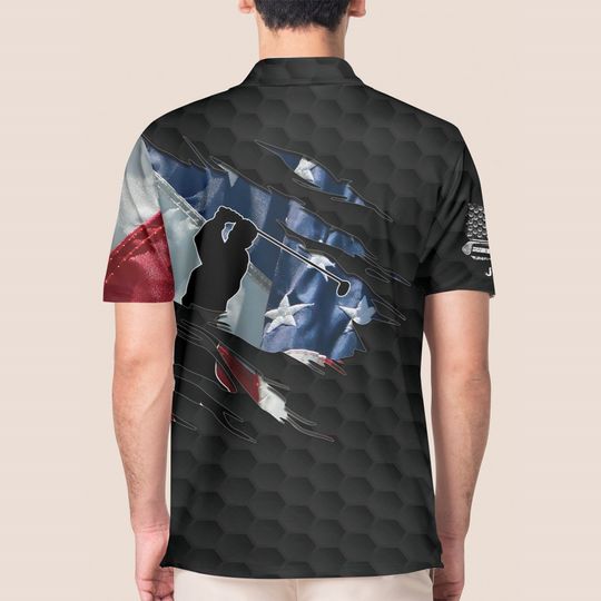 Discover USA Flag Golf Polo Shirt - Patriotic Style for Men