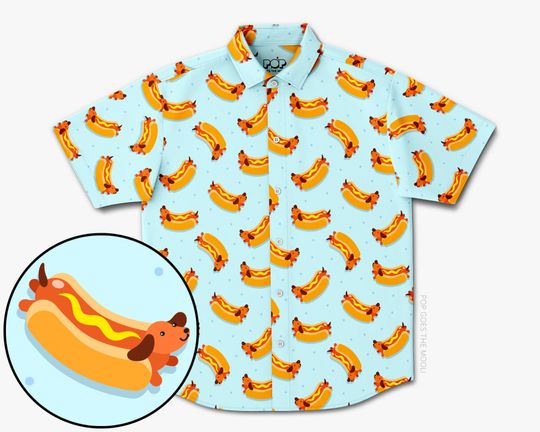 Discover Hot Dog Button Down Up Shirt