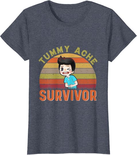 Discover Tummy Pain Survivor Stomach Ache Funny Tummy Ache Survivor T-Shirt