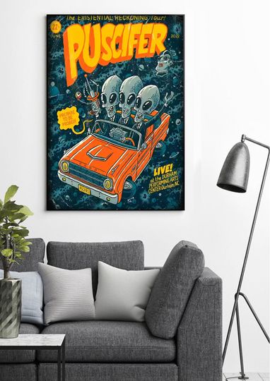 Discover Puscifer Poster,  Alien Driving Car Poster, Rock Band Poster